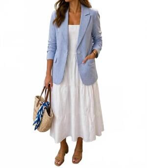 NEW SKIES ARE BLUE seersucker blazer in blue